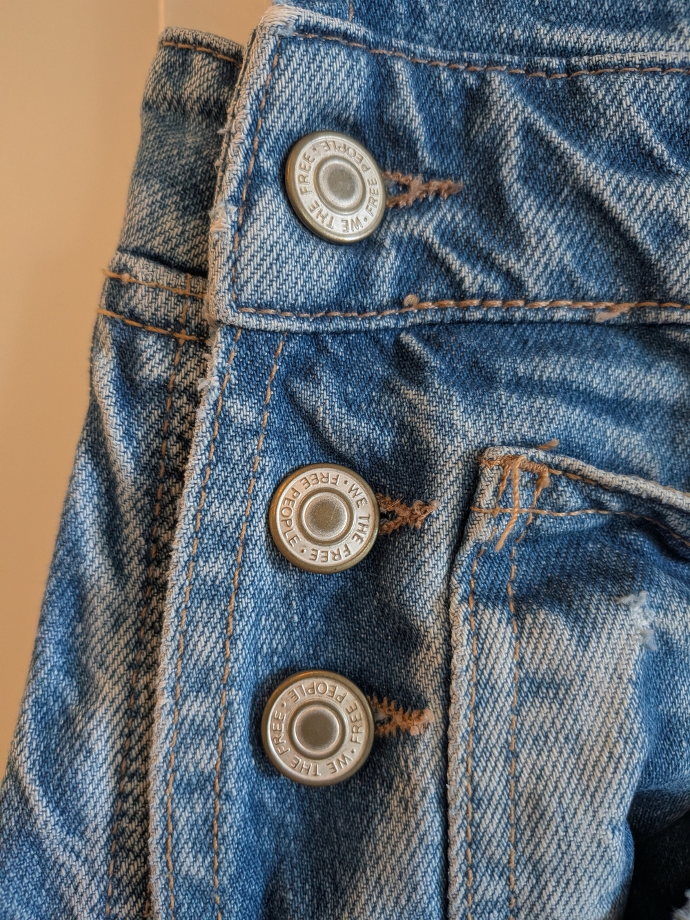 We The Free light blue denim Barrel Leg overalls - Picture 2 of 8
